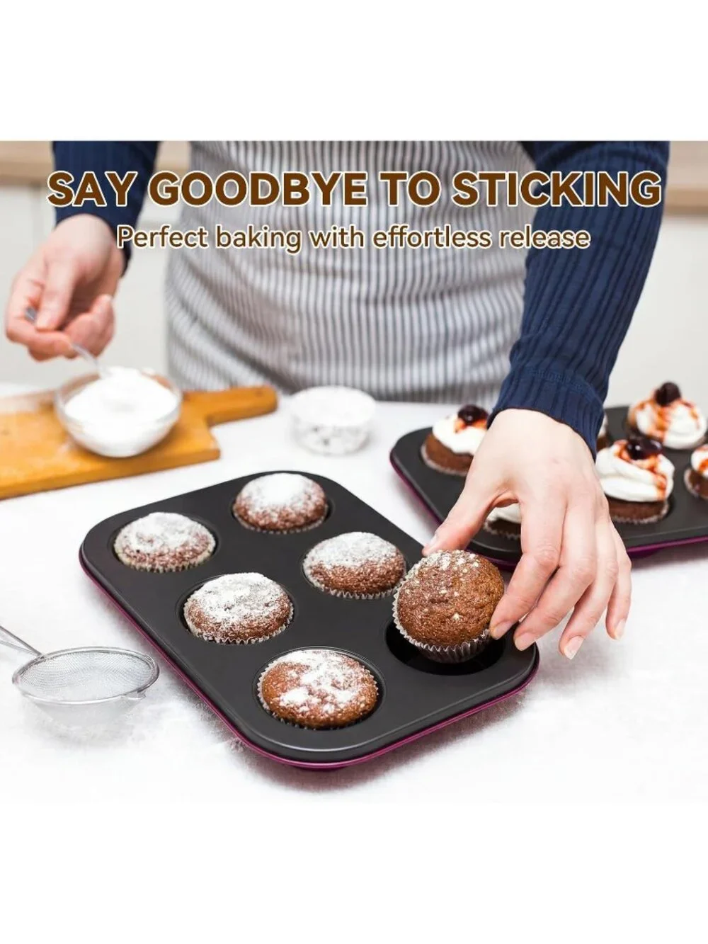 13-Piece Plum Includes Cookie Sheet with Rack Cake Pan Nonstick Bakeware Sets